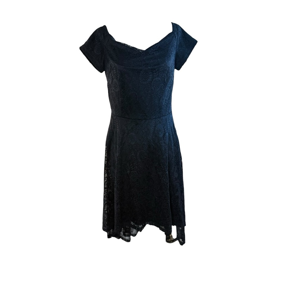 Dressystar Asymmetrical Black Lace Dress